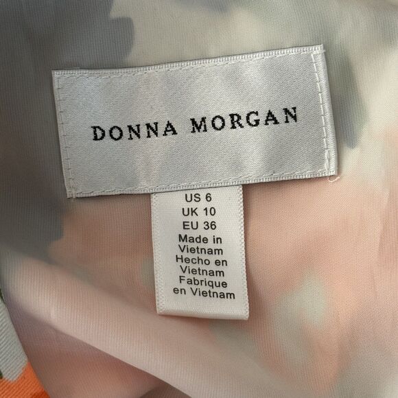Donna Morgan Dress Women 6 Navy Orange Floral Flower Fit & Flare Colorful Preppy - Picture 7 of 8